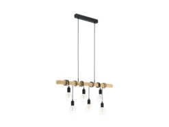 EGLO Hanglamp TOWNSHEND - Hout & Zwart Metaal Hout