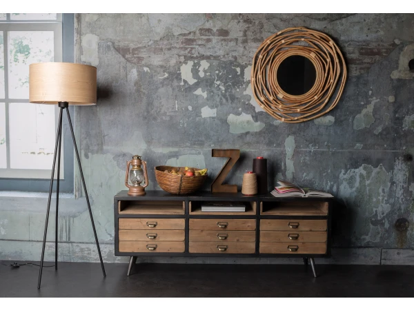 Vloerlamp WOODLAND - Ash Wood Veneered Shade Hout - Afbeelding 4