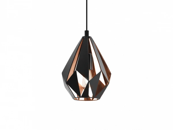 EGLO Hanglamp CARLTON 1 Small - Zwart/koper Zwart