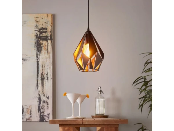 EGLO Hanglamp CARLTON 1 Small - Zwart/koper Zwart - Afbeelding 3