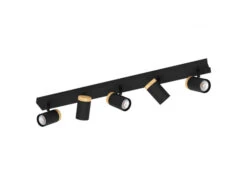 EGLO Plafondspot CARTAGENA 5x - Zwart/hout Zwart