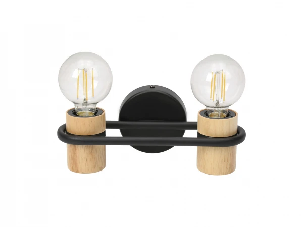 EGLO Wandlamp CHIEVELEY - Zwart/hout Multicolor