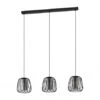EGLO Hanglamp FLORESTA 3x - Zwart/gestoomd Glas Zwart