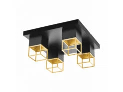 EGLO Plafondlamp MONTEBALDO - Zwart/Goud Zwart