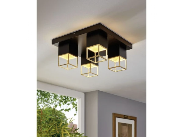 EGLO Plafondlamp MONTEBALDO - Zwart/Goud Zwart - Afbeelding 2