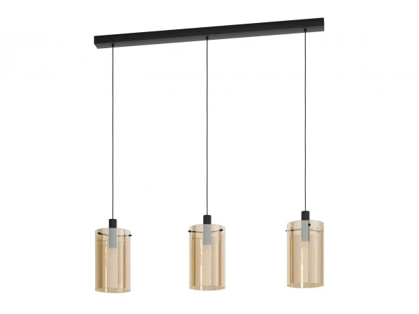 EGLO Hanglamp POLVERARA - Amber/zwart Glas