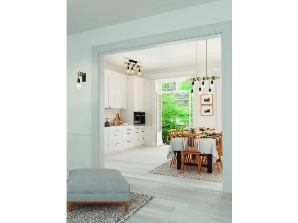 EGLO Hanglamp TOWNSHEND - Hout & Zwart Metaal Hout - Afbeelding 2