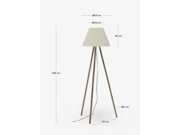 Vloerlamp BENICARLO - Massief Rubberhout Hout - Afbeelding 7