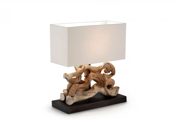 Tafellamp COMET - Wit/Hout Wit