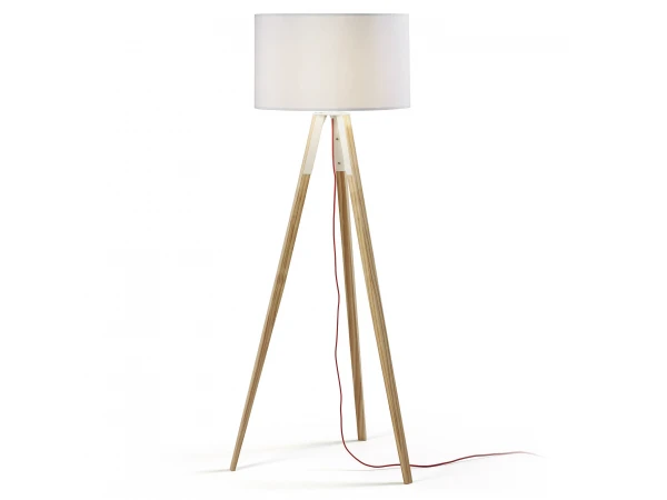 Vloerlamp IGUAZU - Wit/hout Hout