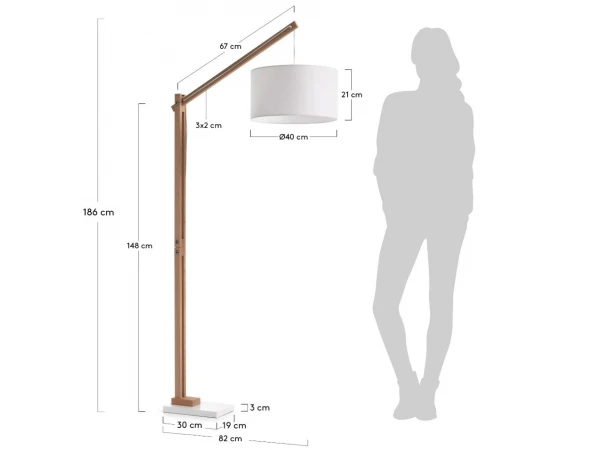 Vloerlamp IZAR - Wit/hout Hout - Afbeelding 4