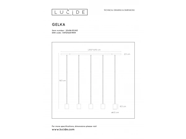 Hanglamp Balk GELKA 5x - Fumé Glas Glas - Afbeelding 7