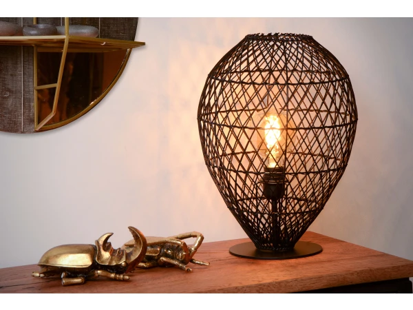 Tafellamp KENJIRO - Rotan Zwart Zwart - Afbeelding 2