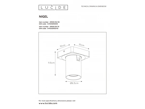 Plafondspot NIGEL 1x - Wit Wit - Afbeelding 5