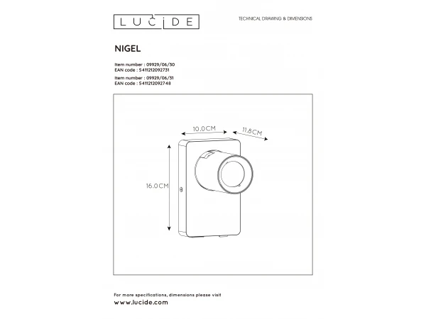 Wandspot NIGEL Met USB Oplaadpunt - Wit Wit - Afbeelding 7