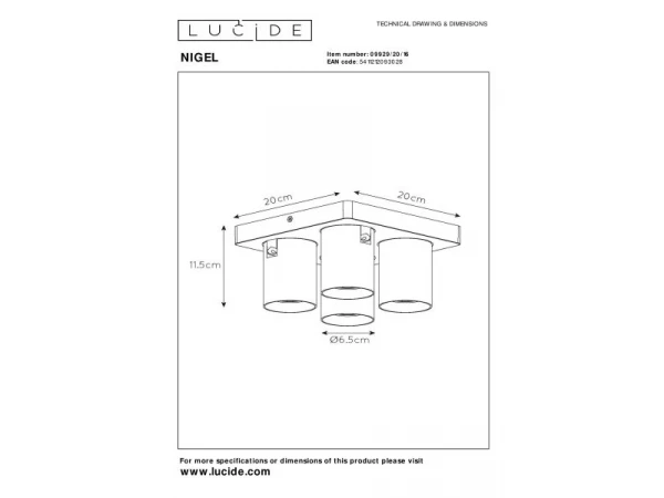 Plafondspot NIGEL 4x - Zwart Zwart - Afbeelding 7