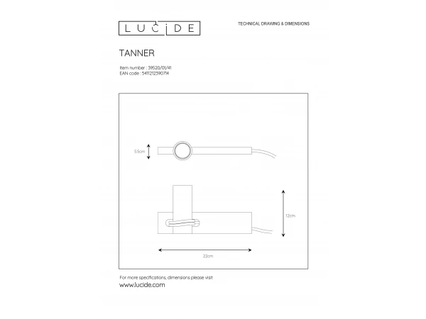 Tafellamp TANNER - Zwart/beton - Afbeelding 6