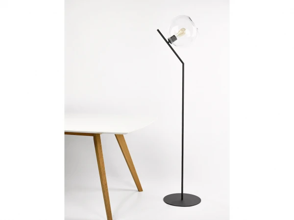 Vloerlamp SEATTLE Met Glazen Bol Globe Zwart
