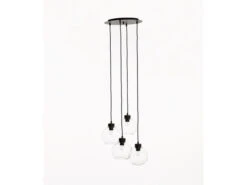 Hanglamp SANTA MONICA Met 4 Glazen Bollen Globe Zwart