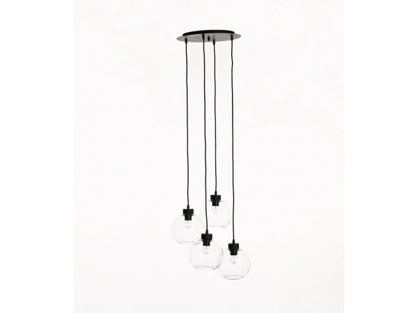 Hanglamp SANTA MONICA Met 4 Glazen Bollen Globe Zwart